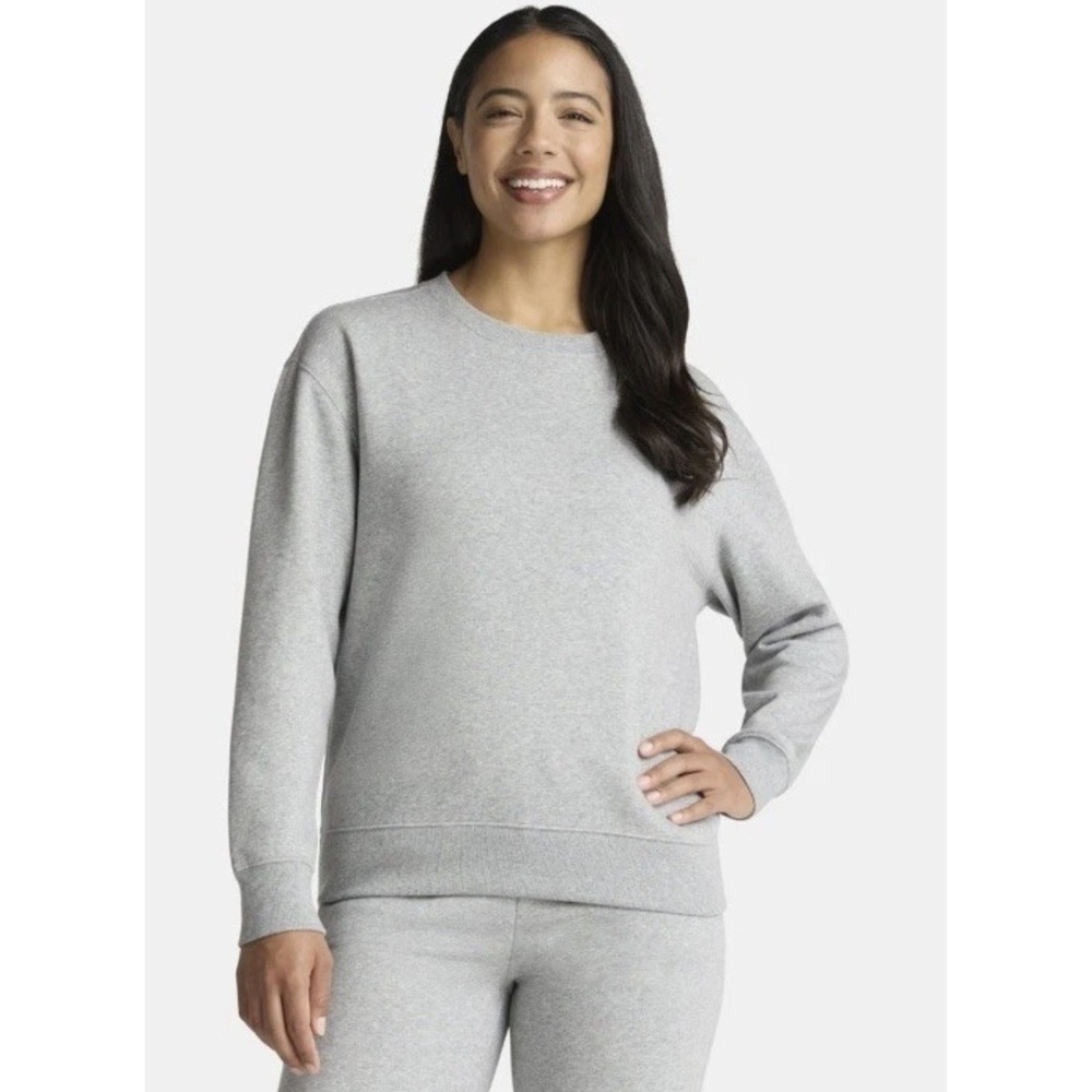 Athletic Works Sweatshirt NEW Women's XL Heather Gray Crewneck Fleece size 16-18